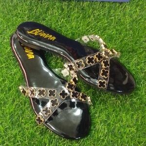 Liliana Black and Gold Women's Sandals